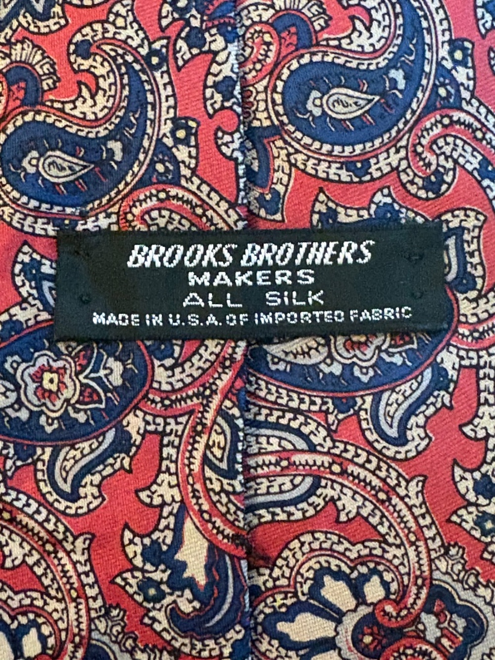 Vintage Brooks Brothers Makers Silk Paisley Necktie Red Blue Width - 3.25"